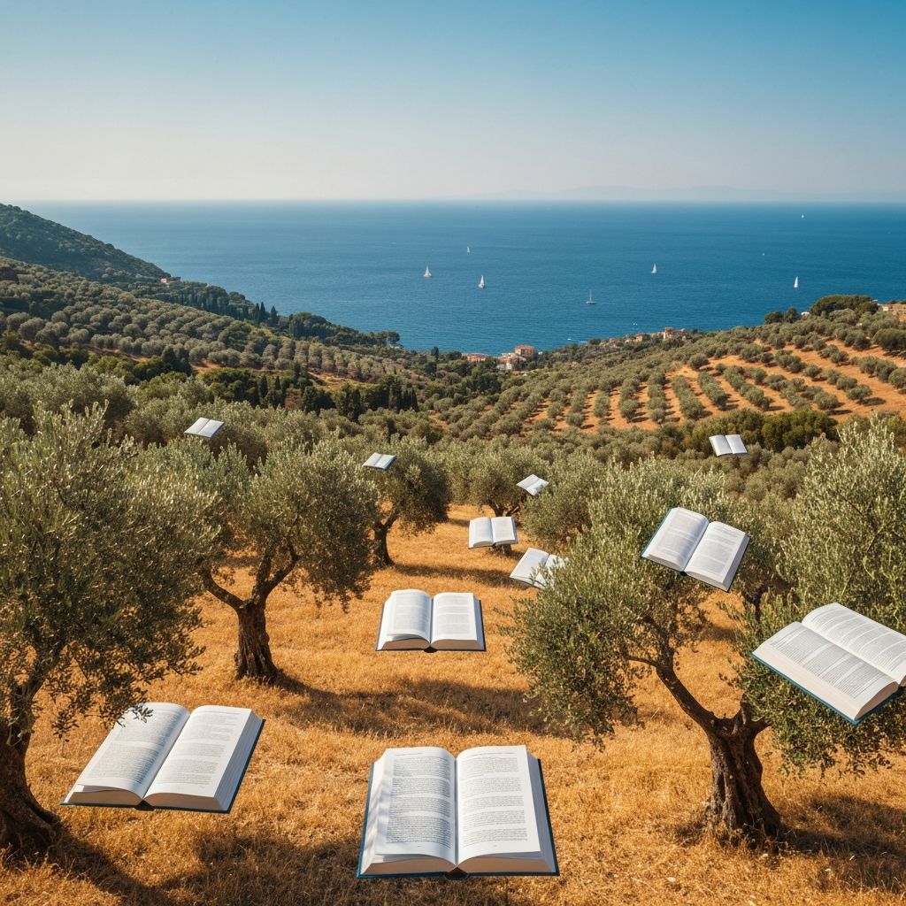 Mediterranean landscape with research documentation